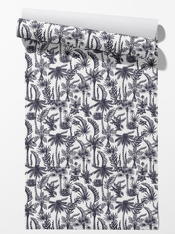 Banana Palm Toile Wallpaper