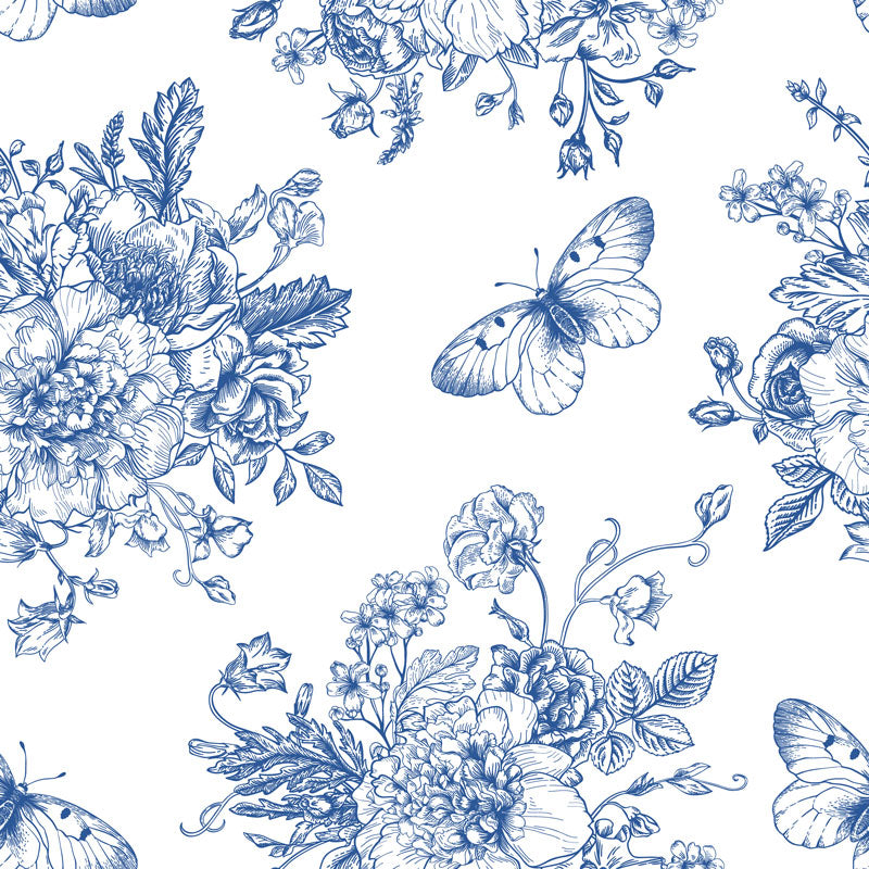 blue white toile wallpaper for walls