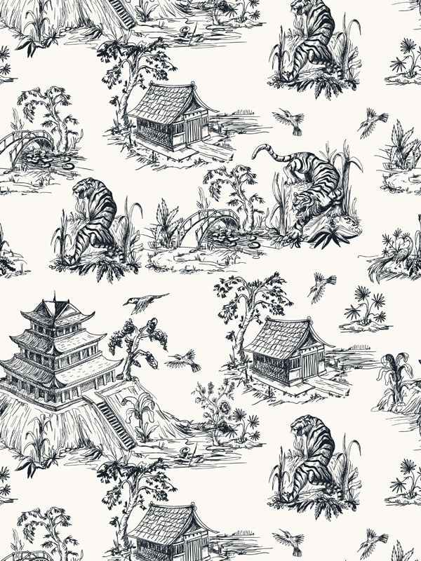 Chinoiserie Tiger Toile Wallpaper