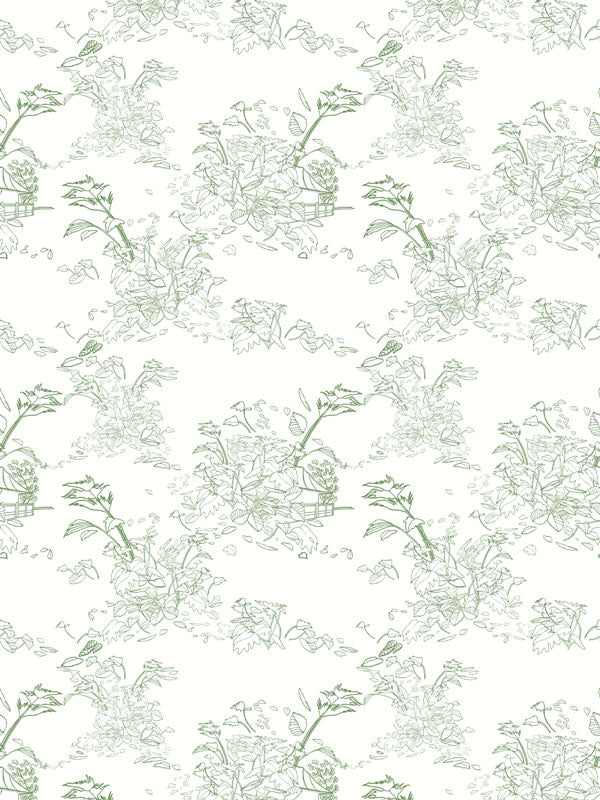 Green Leaf Toile Wallpaper