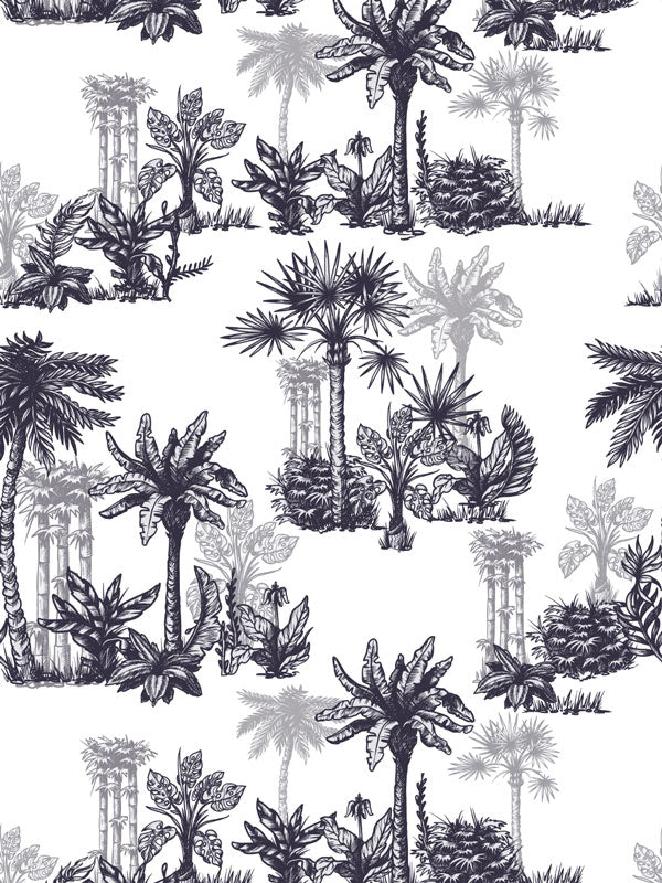 Line Palm Toile Wallpaper