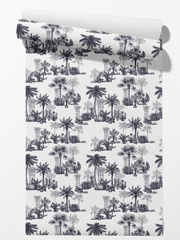 Line Palm Toile Wallpaper