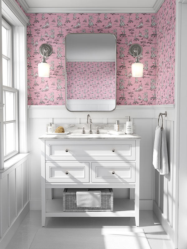 pink toile removable wallpaper