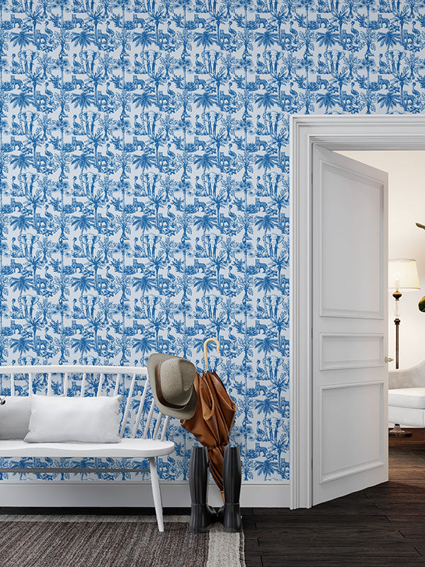 Tropical Jungle Toile Wallpaper