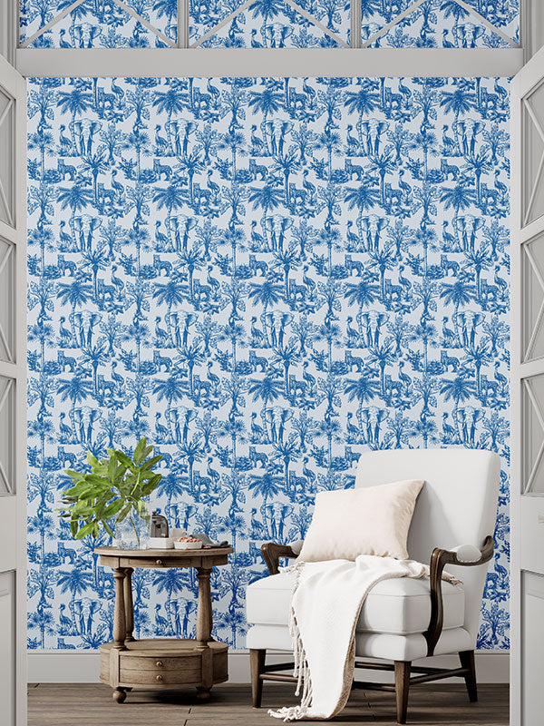 Tropical Jungle Toile Wallpaper