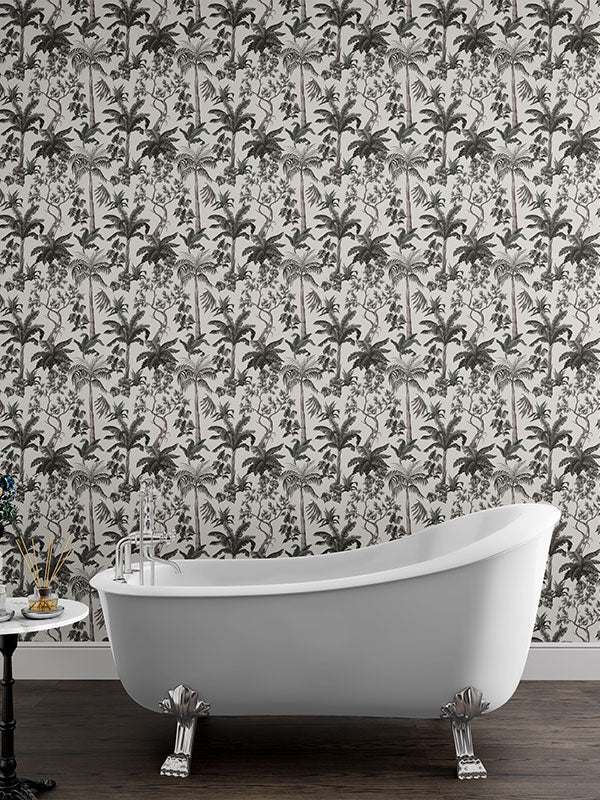 Tropical Palm Toile Wallpaper