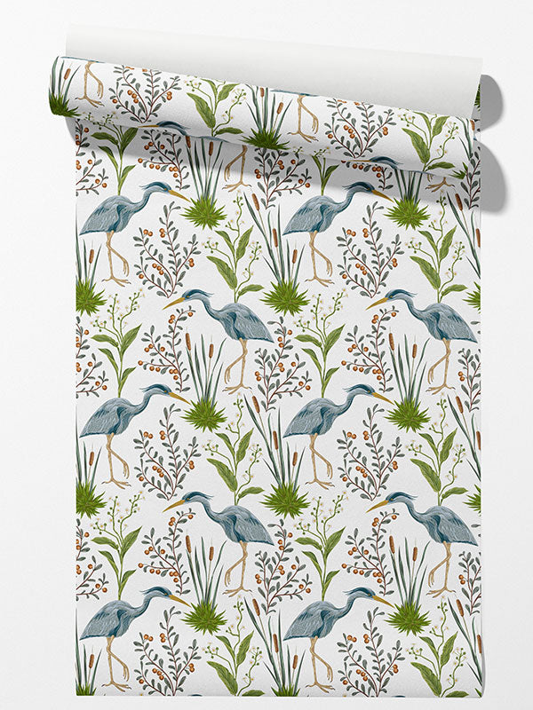 Vintage Heron Wallpaper