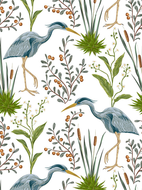Vintage Heron Wallpaper